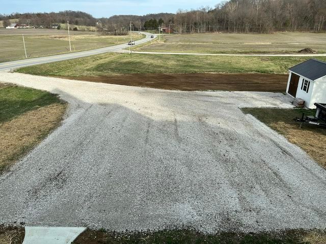 Aerial view of a gravel driveway leading to a house - Campbellsburg, IN | Twisted Electric LLC 