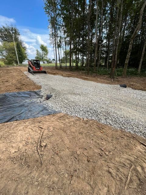 Gravel driveway being built in the middle of a forest - Campbellsburg, IN | Twisted Electric LLC 