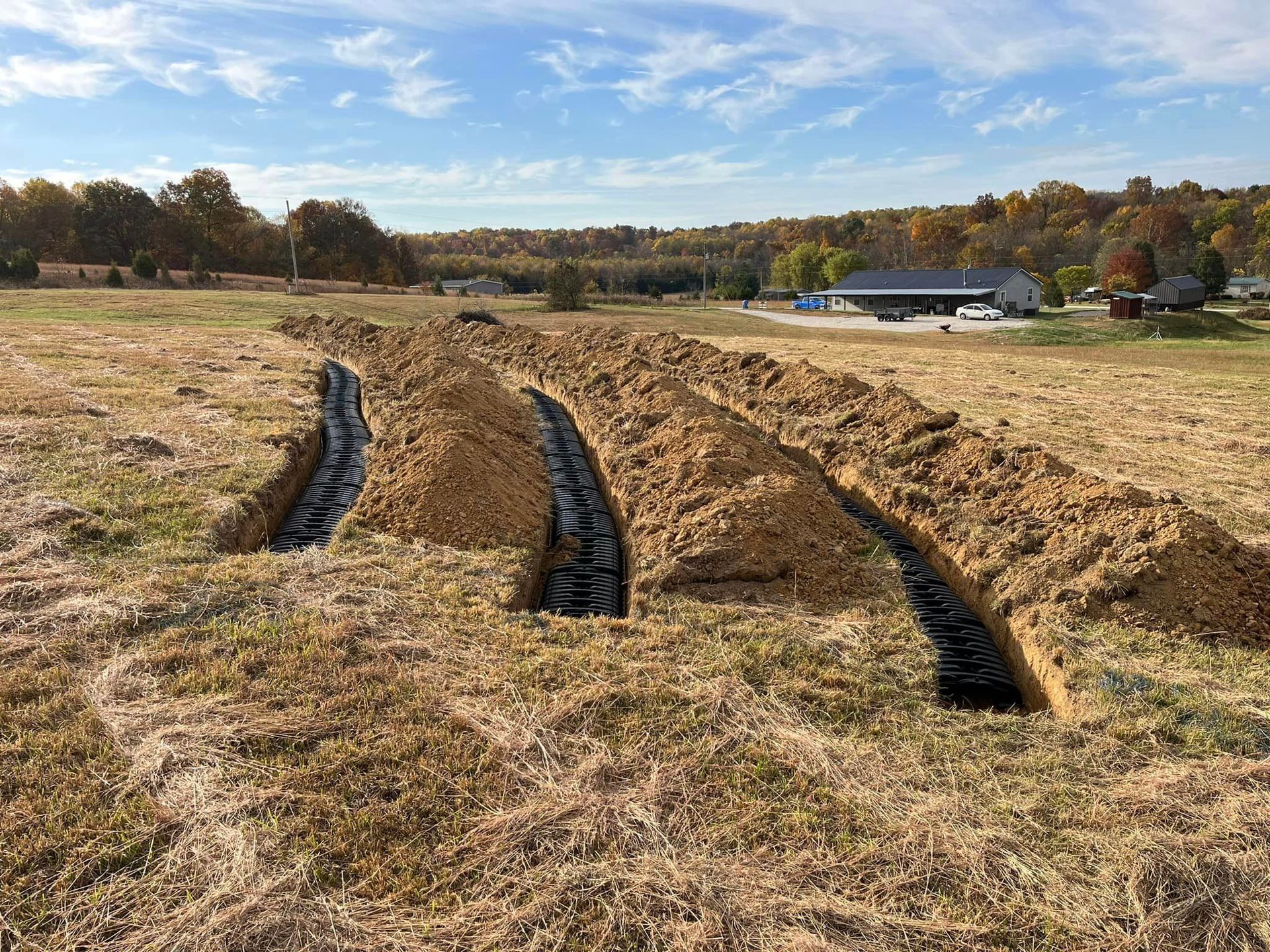 Field With A Trench Dug Into The Ground — Campbellsburg, IN — Twisted Electric LLC