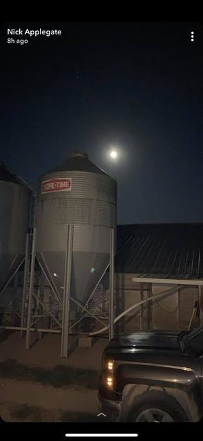 Truck parked in front of a silo at night  - Campbellsburg, IN | Twisted Electric LLC 