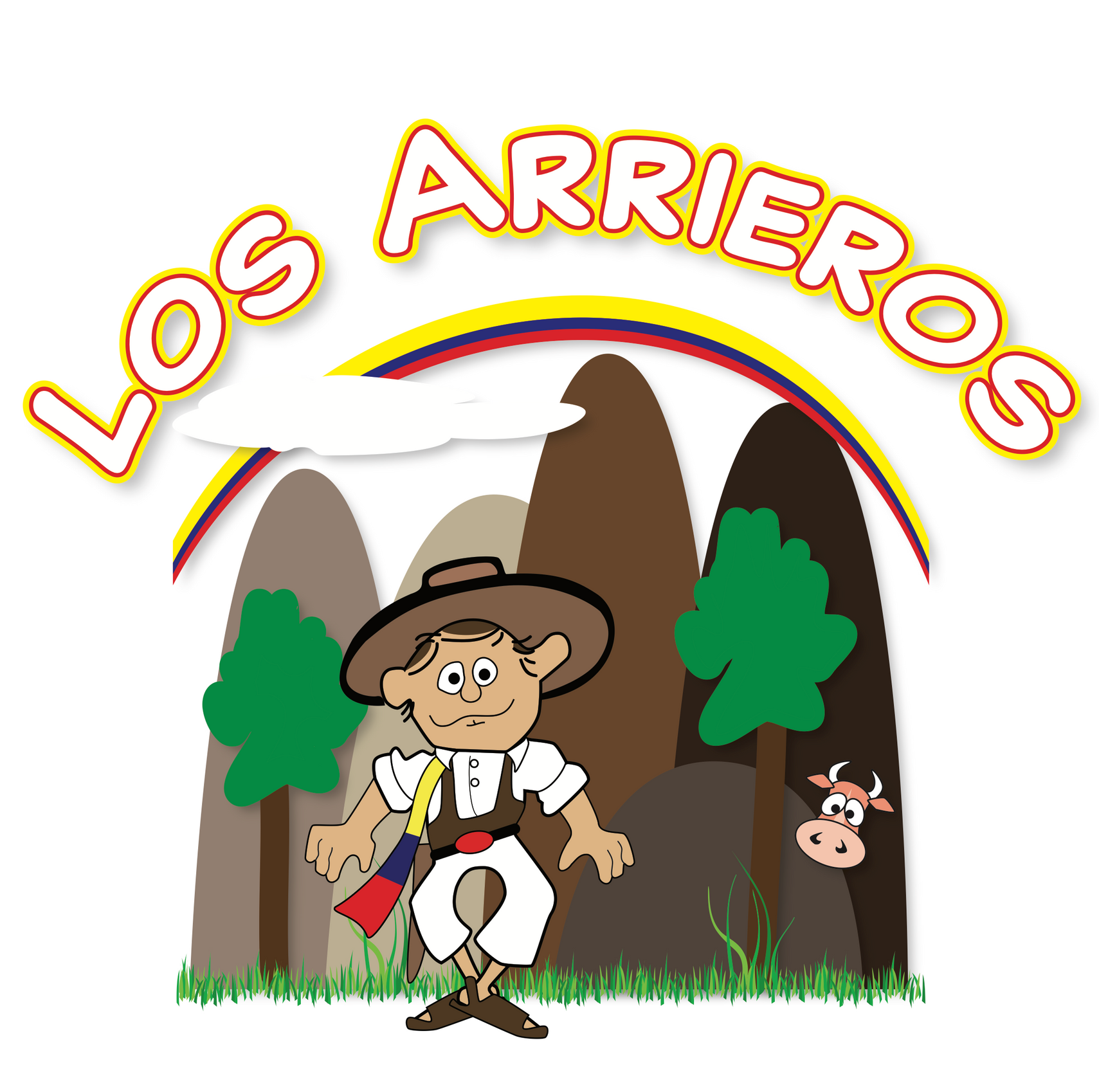 A logo for los arrieros shows a boy and a cow