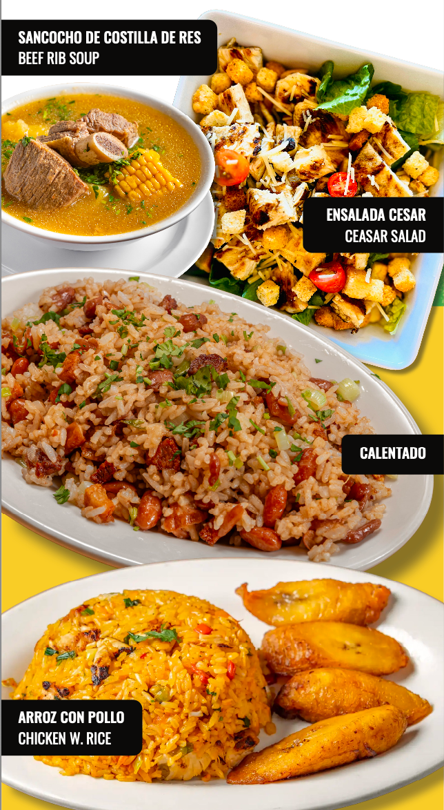 A menu for a restaurant shows three different types of food