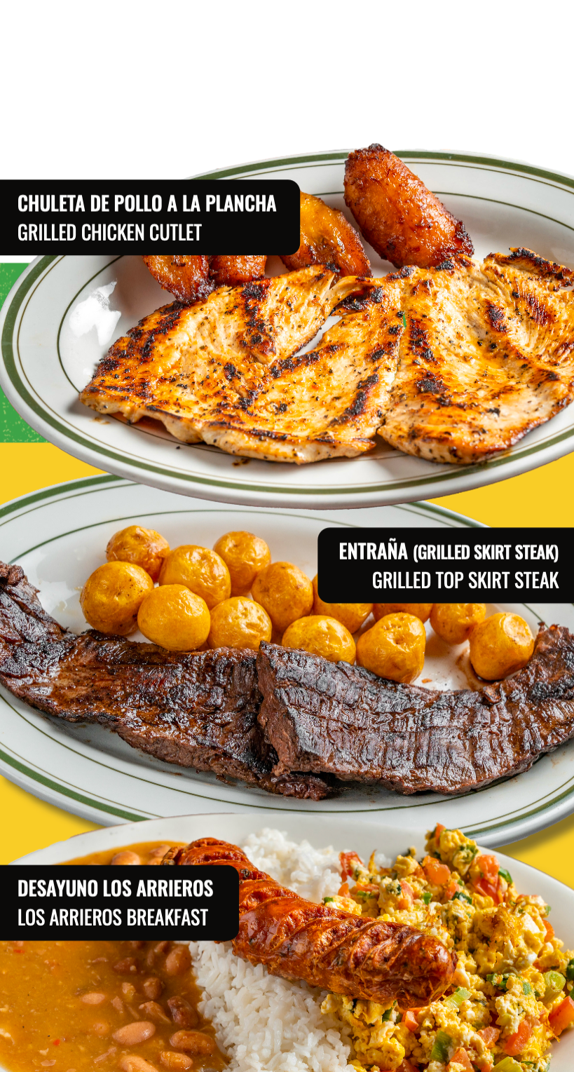 A collage of three plates of food on a table.