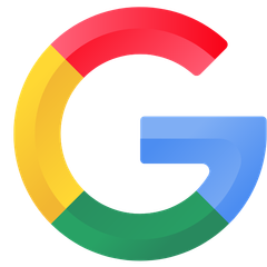 A colorful google logo on a white background