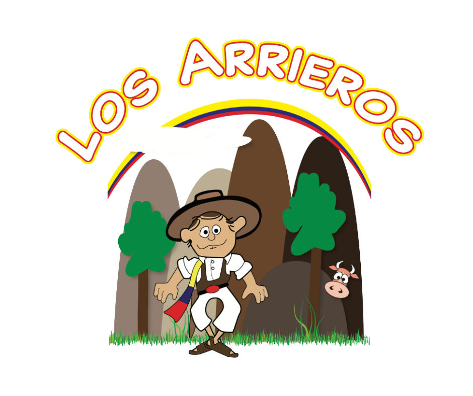 A logo for los arrieros with a cartoon character
