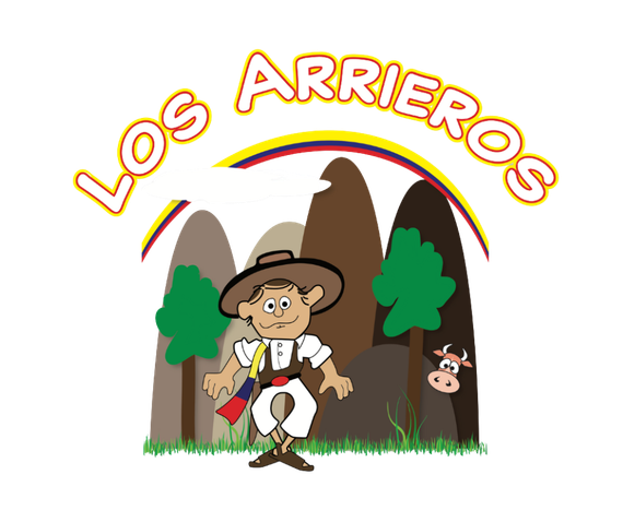 A logo for los arrieros with a cartoon character