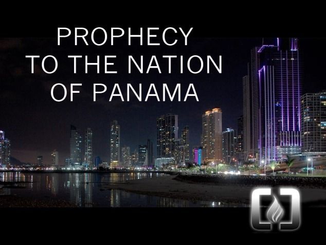 City skyline at night, text