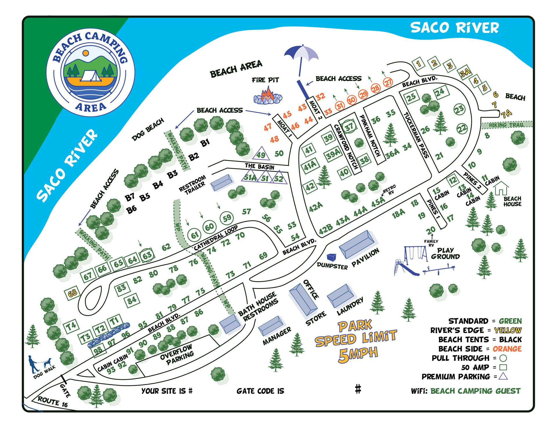 A map of the saco river camping area
