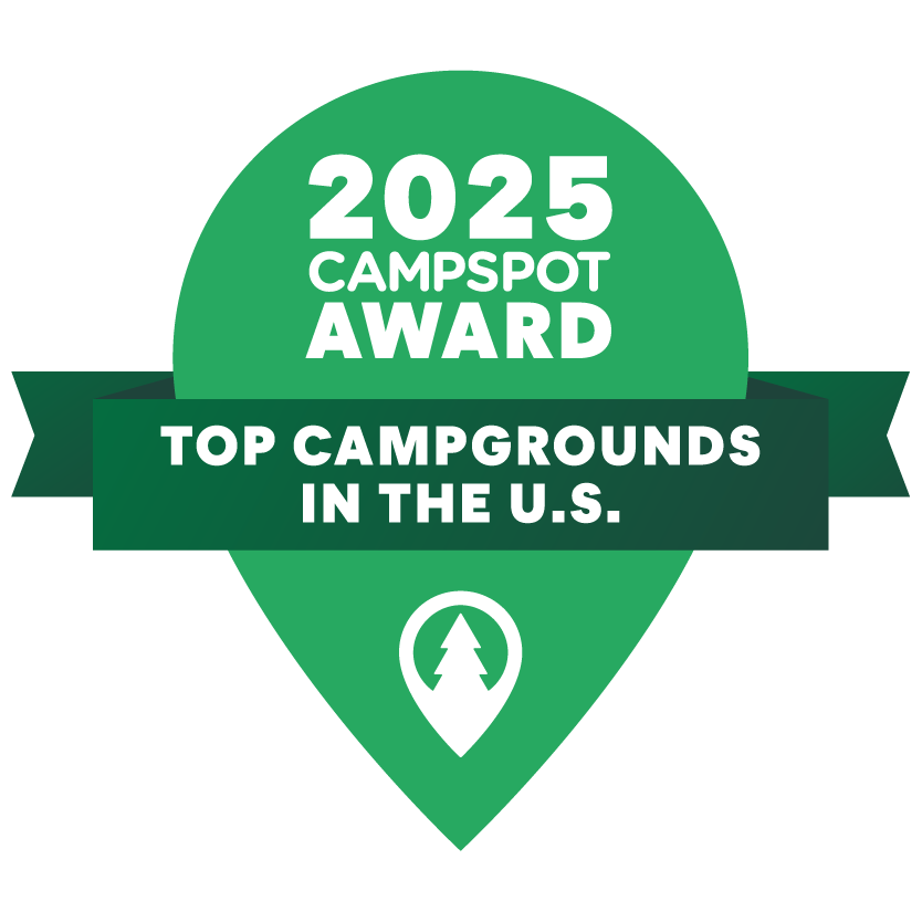 A green badge that says `` 2025 campspot award top campgrounds in the u.s. ''