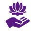A hand is holding a purple lotus flower.