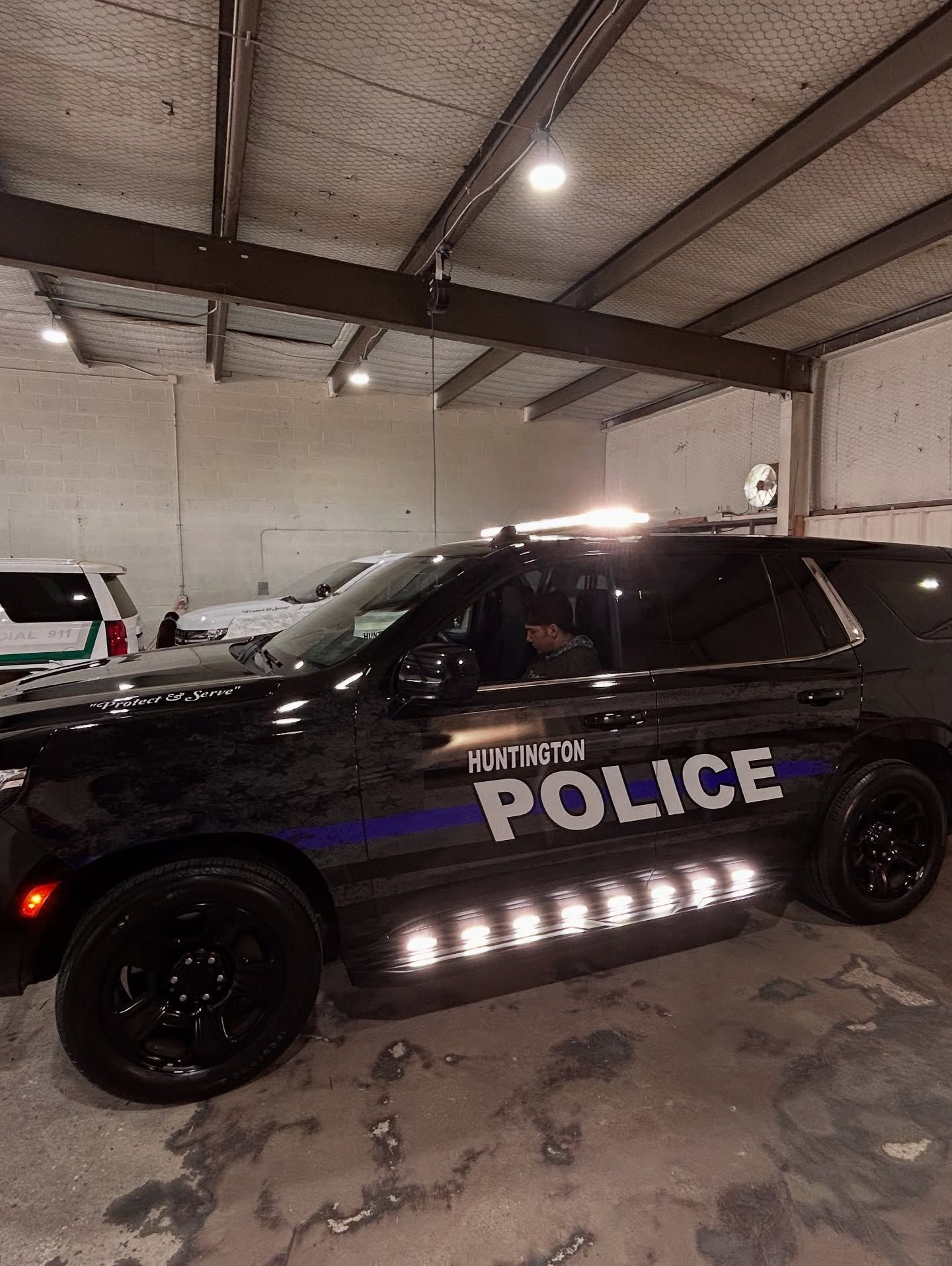 Black police SUV with 