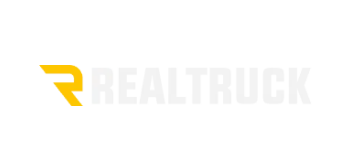 Yellow "R" logo and light gray text "REALTRUCK" on white background.