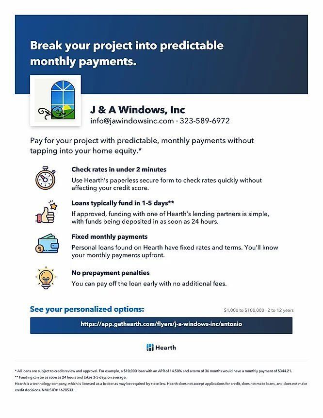 Monthly Payments | Los Angeles, CA | J & A Windows Inc.