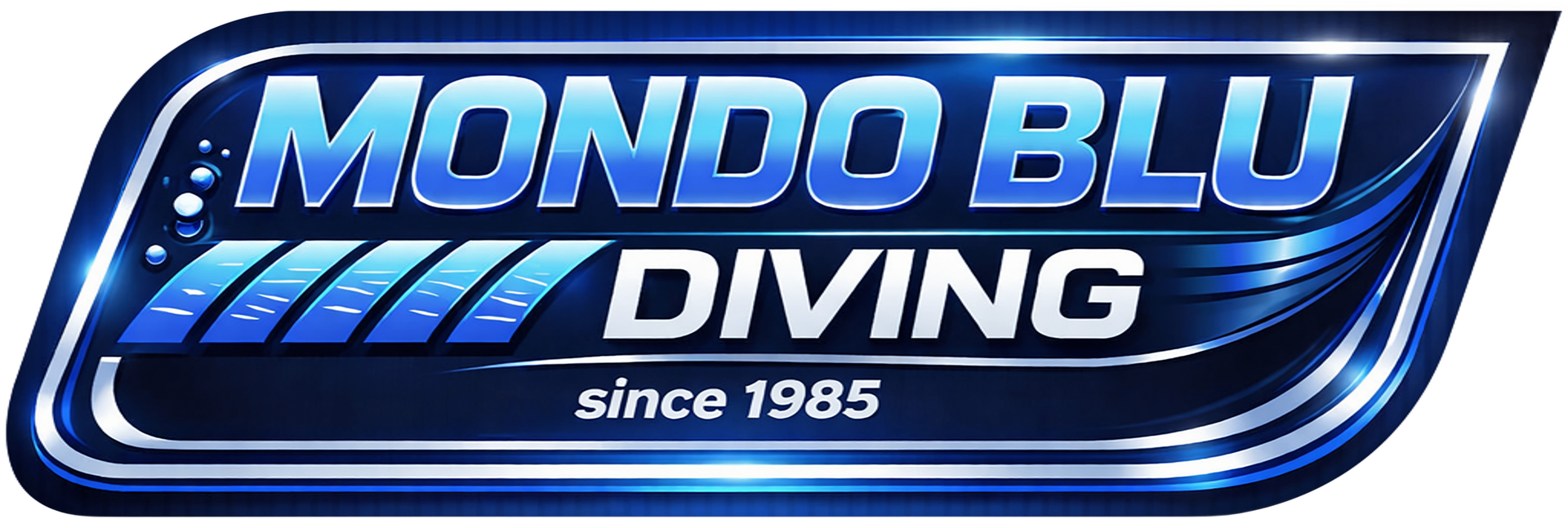 Logo with three gold, wavy lines above a white word and a life preserver.