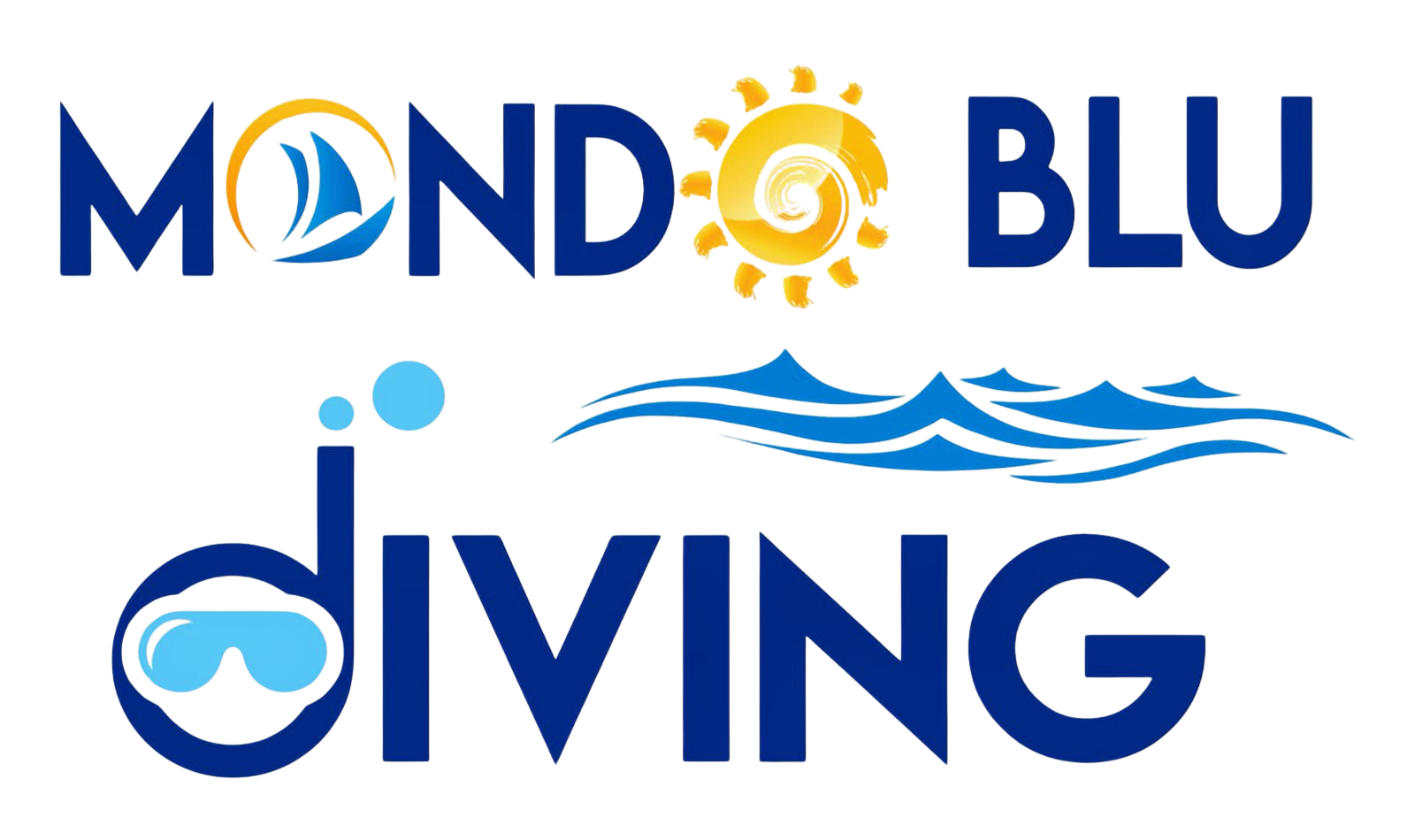 Logo with three gold, wavy lines above a white word and a life preserver.