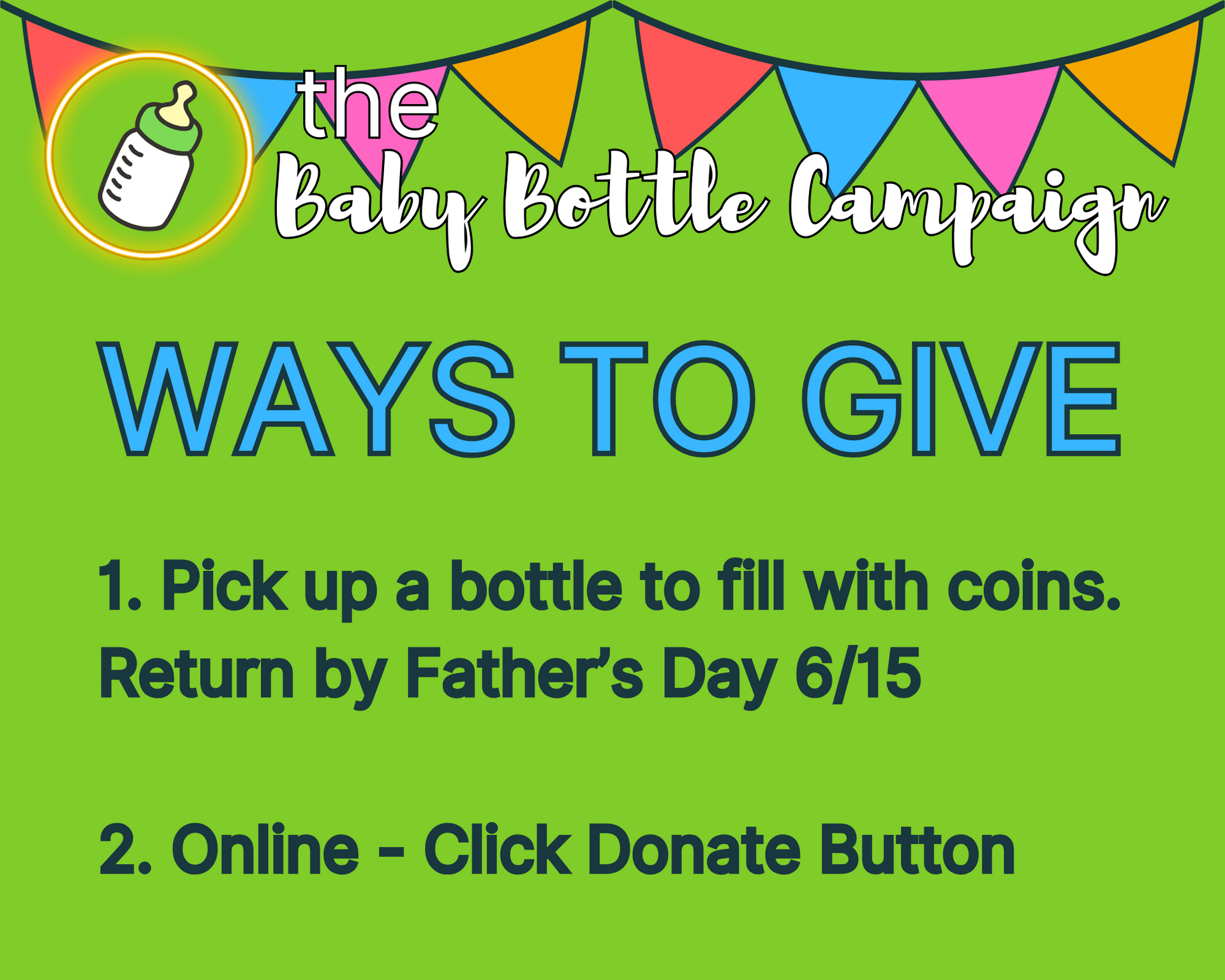 An advertisement for the baby bottle campaign shows ways to give