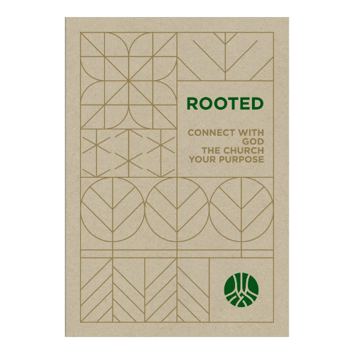 Tan card with geometric design,