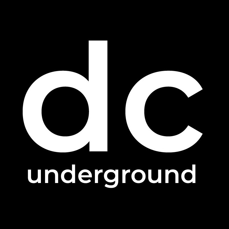 The dc underground logo is white on a black background.