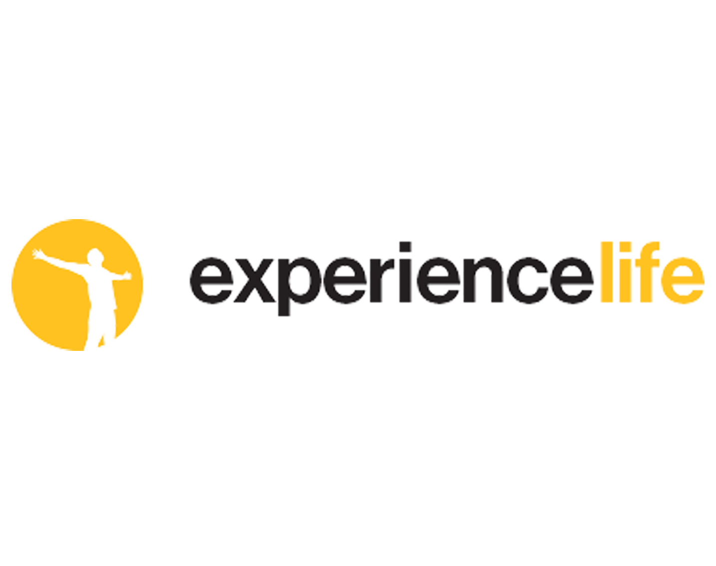The experience life logo has a silhouette of a person in a yellow circle.
