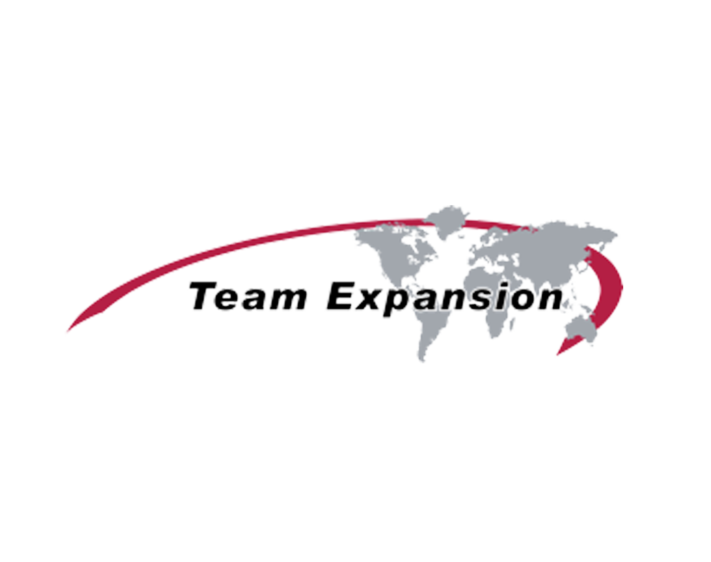 A logo for team expansion with a map of the world