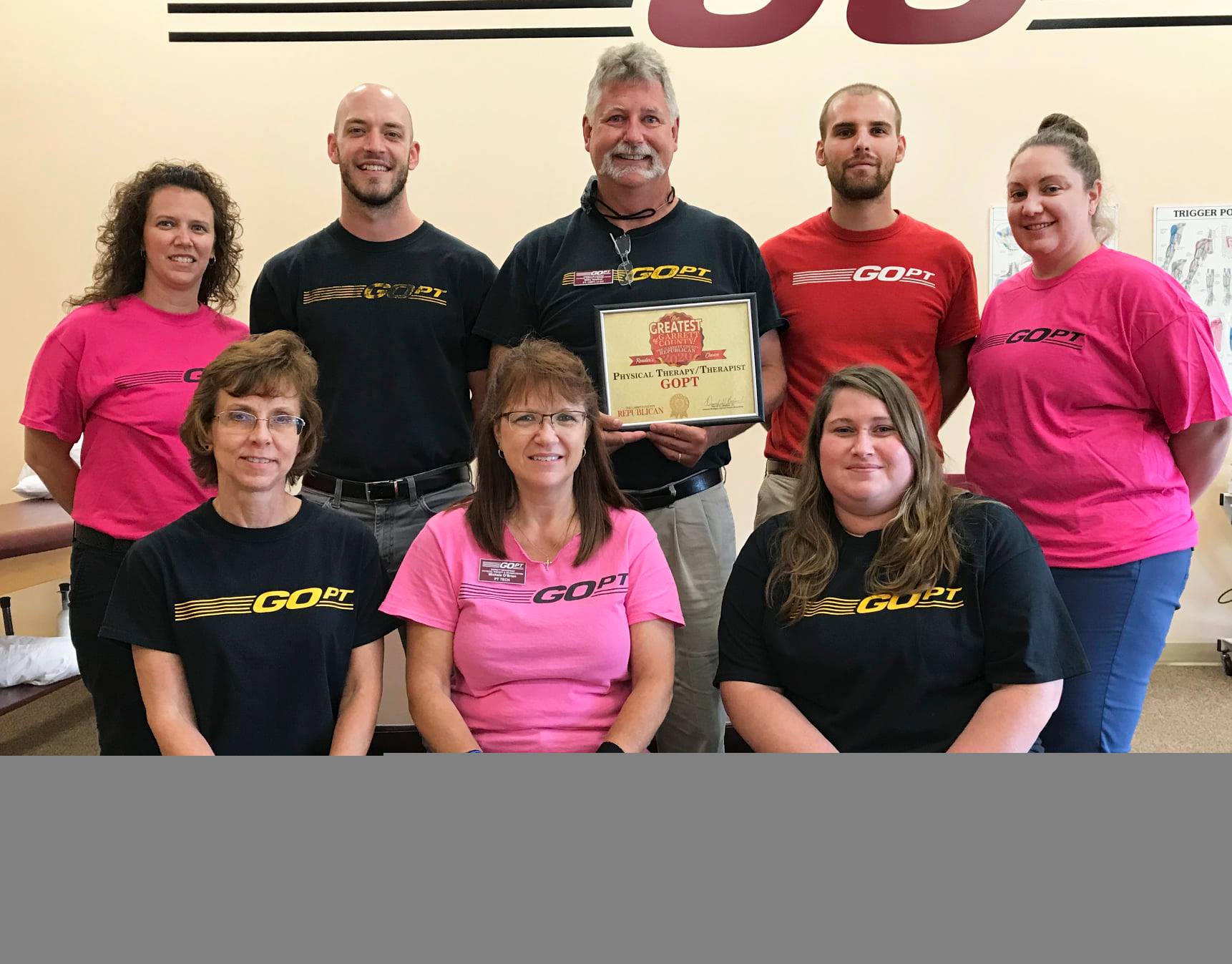 Group Picture Holding A Certificate — Oakland, MD — Garrett Orthopedic Physical Therapy & Rehabilitation