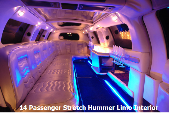 METHUEN VIP LIMO 14 passenger stretch hummer limo interior