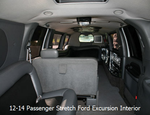 METHUEN VIP LIMO12-14 passenger stretch ford excursion interior