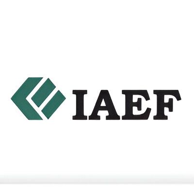 Logotipo de la IAEF: Emblema verde y negro con las letras