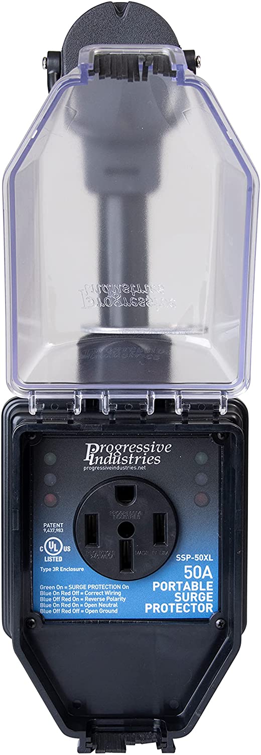 Progressive Industries 50 Amp Portable RV Smart Surge Protector With Cover