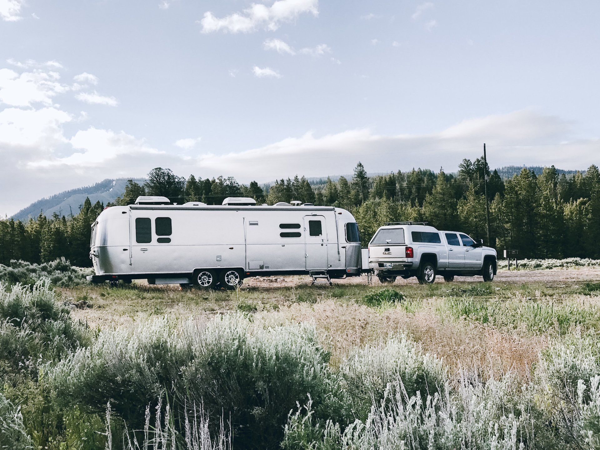 Full Time RV Living in an Airstream travel trailer free camping at Grand Teton National Park