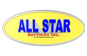 The logo for all star services inc. is yellow and blue.