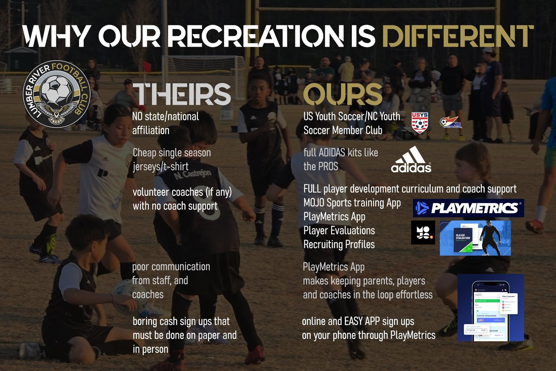 A poster explaining why our recreation is different