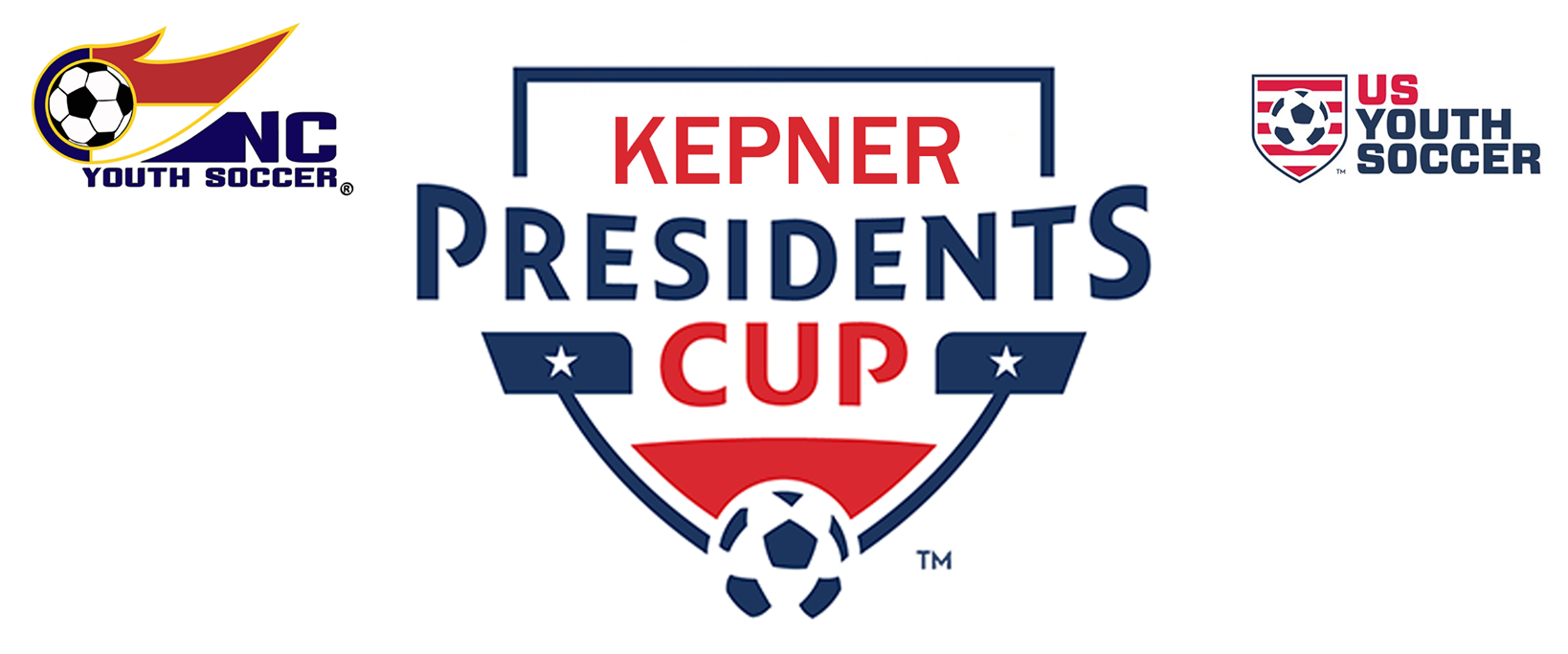 A logo for the kepner presidents cup with a soccer ball on it