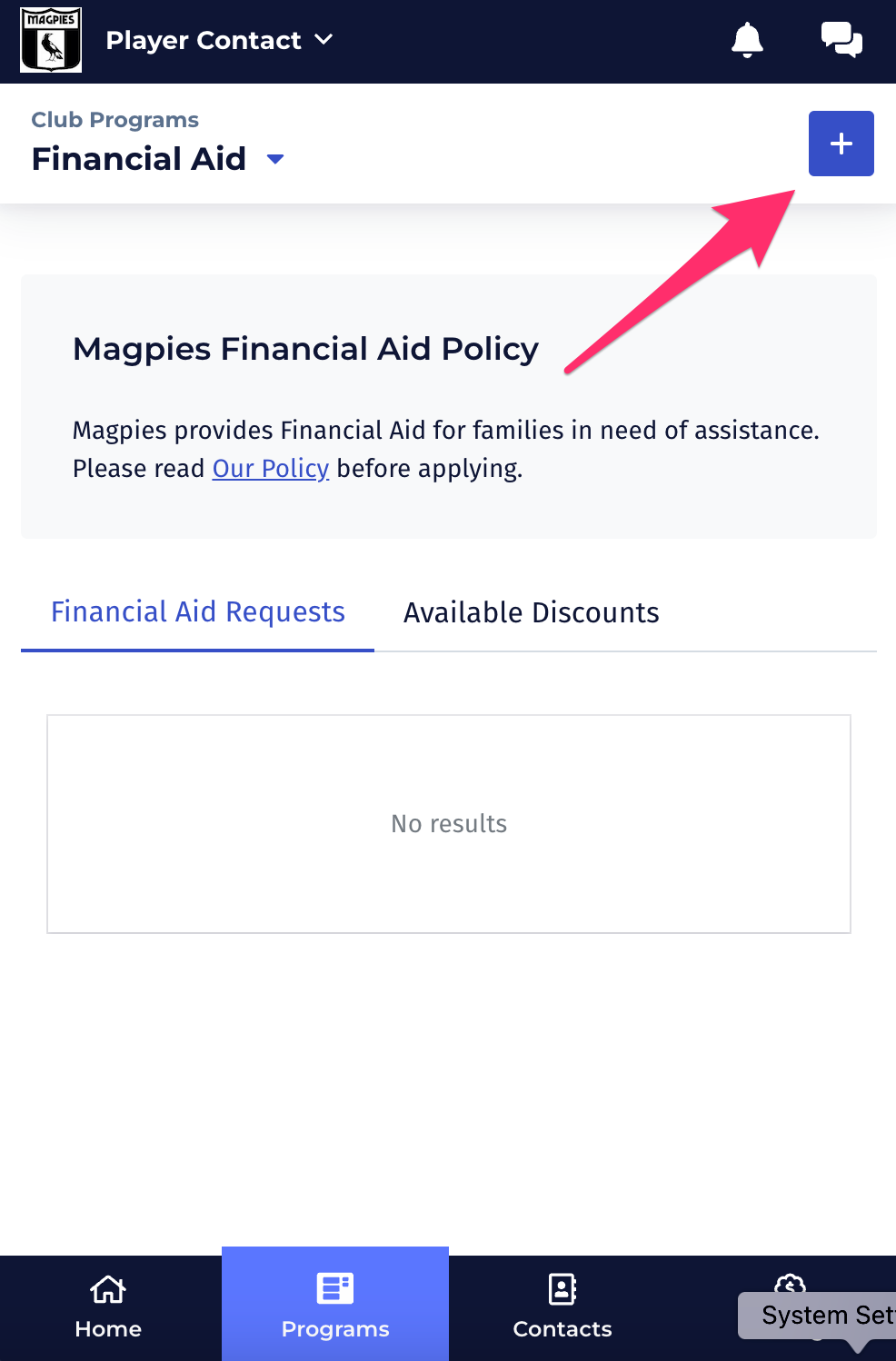A screenshot of a financial aid policy on a phone.