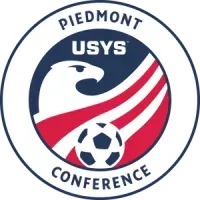 A logo for piedmont usys conference with an eagle and a soccer ball.