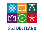 Een logo voor ggz delfland wordt weergegeven op een witte achtergrond