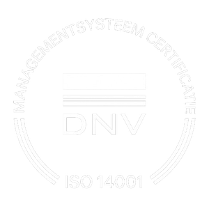Een witte cirkel met daarin de tekst 'managementsysteemcertificaat'.