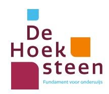 Het logo voor de hoek steen is een kleurrijk logo met een blauw vierkant in het midden.