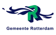 Het logo voor de stad Rotterdam is blauw en groen