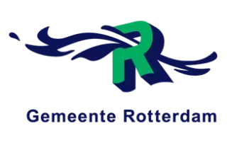 Het logo voor de stad Rotterdam is blauw en groen