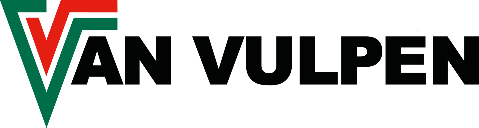 Een logo voor van vulpen met een rode, groene en witte driehoek