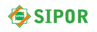 Een groen en oranje sipor-logo op een witte achtergrond