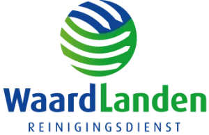A blue and green logo for waardlanden reinigingsdienst