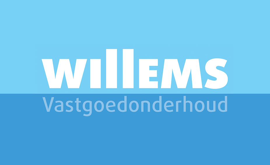 Het logo van willems staat op een blauwe achtergrond.