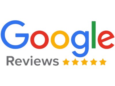 The google reviews logo has five stars on it.