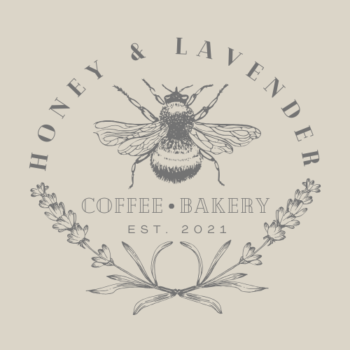 A logo for honey and lavender coffee bakery