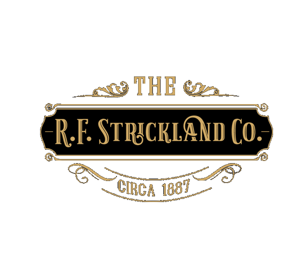 A logo for the r.f. strickland co. circa 1887