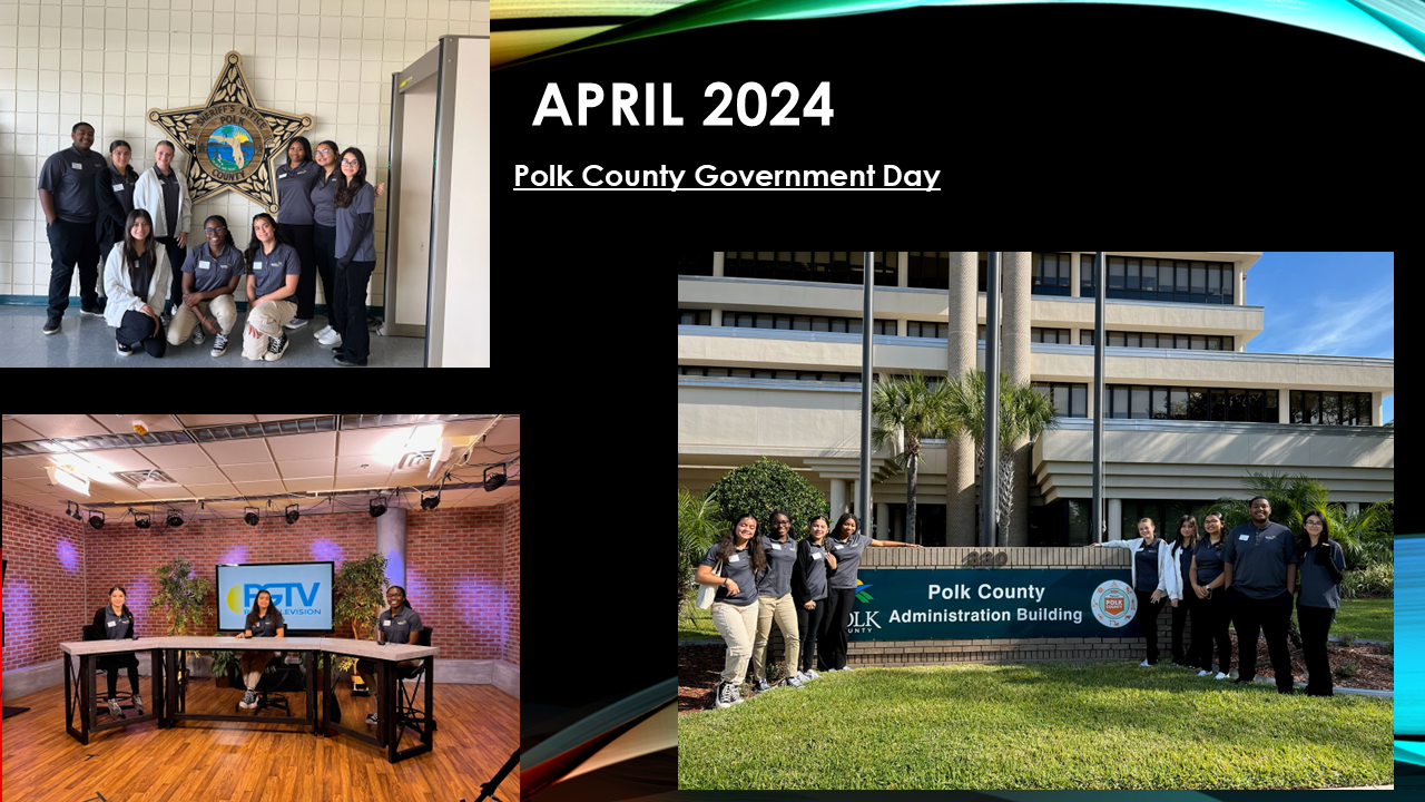 A group of people standing in front of a building with the date april 2024
