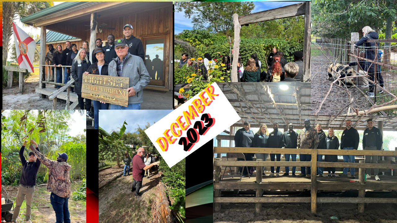 A collage of photos of people and a sign that says december 2023