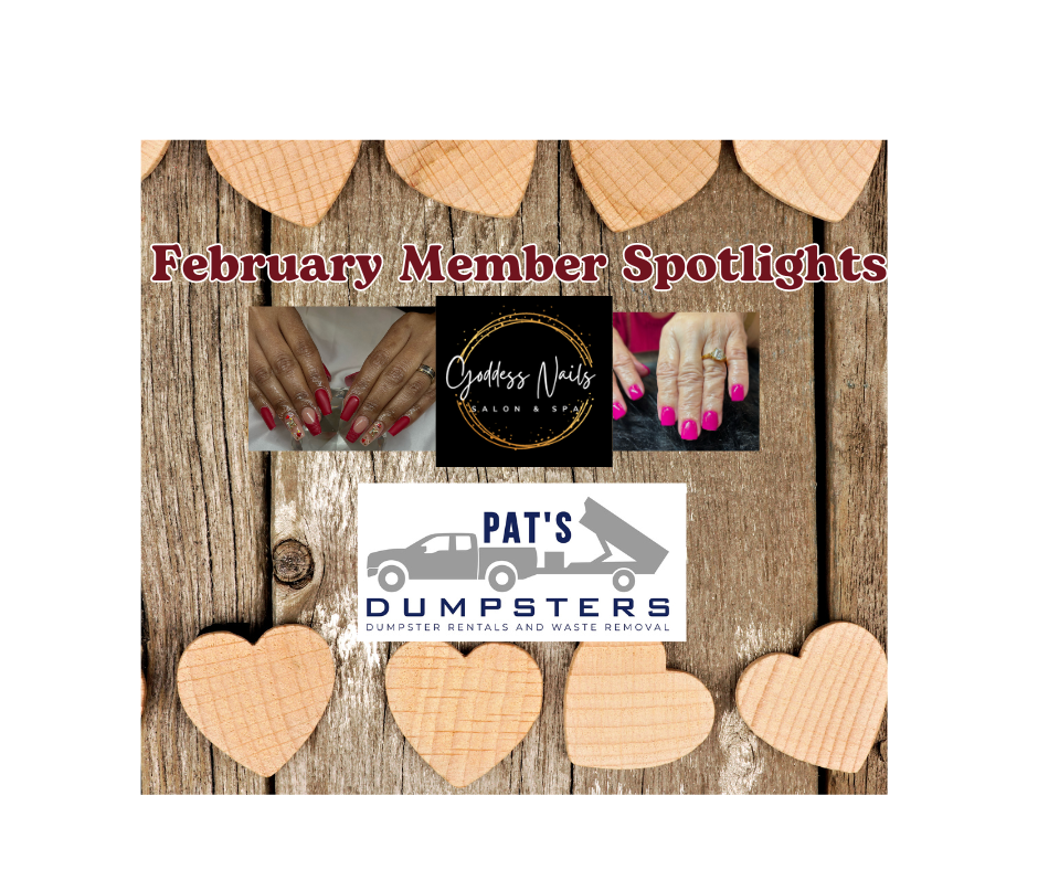 A picture of a wooden background with hearts and the words february member spotlights